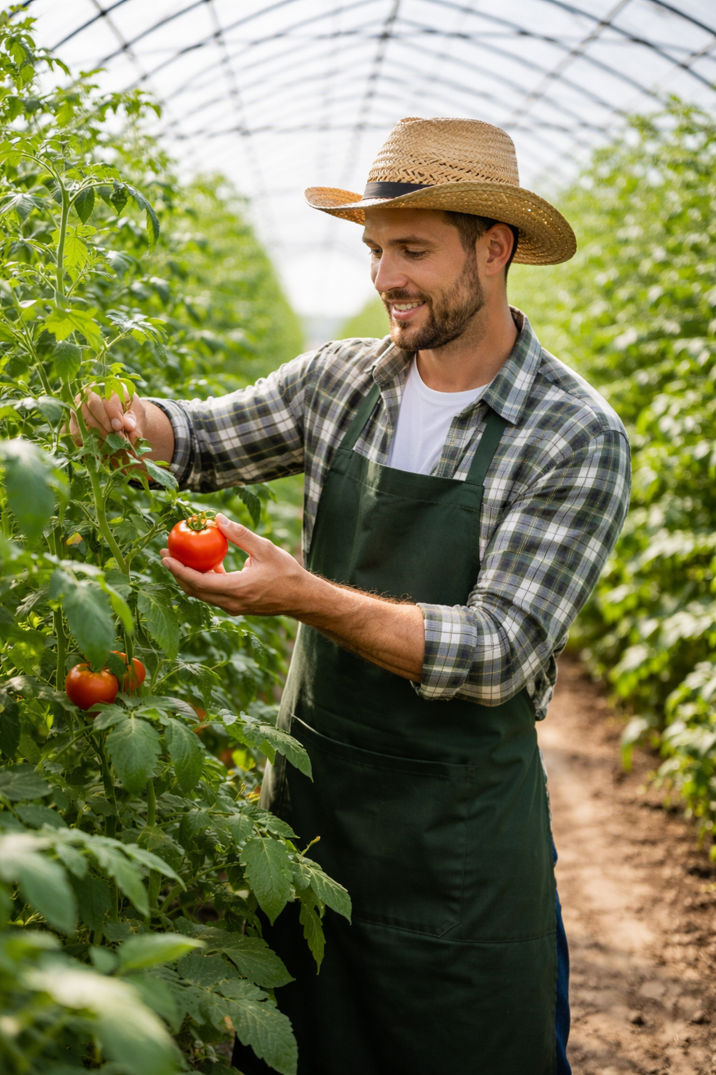 homem trabalhando em estufa