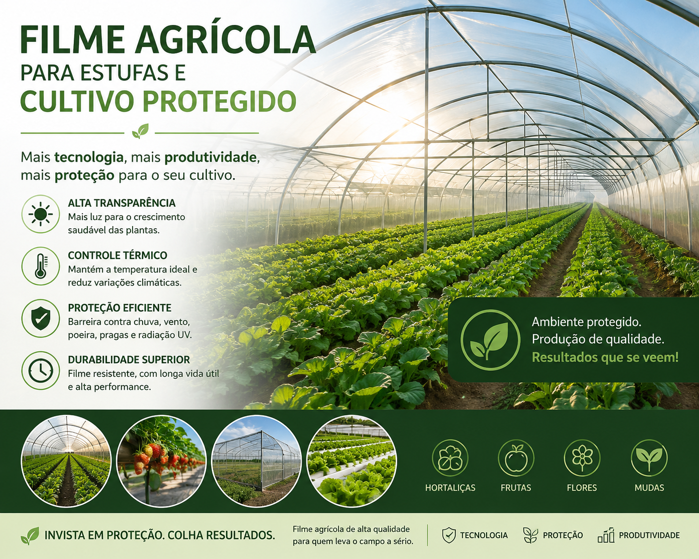 Filme agrícola para estufas e cultivo protegido